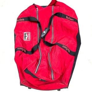 Vintage Marlboro Extra Large Duffel Bag With Wheels Red Black